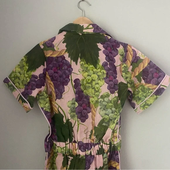 New NWT Kip & Co the vine linen playsuit French grapes short sleeve romper XS 6